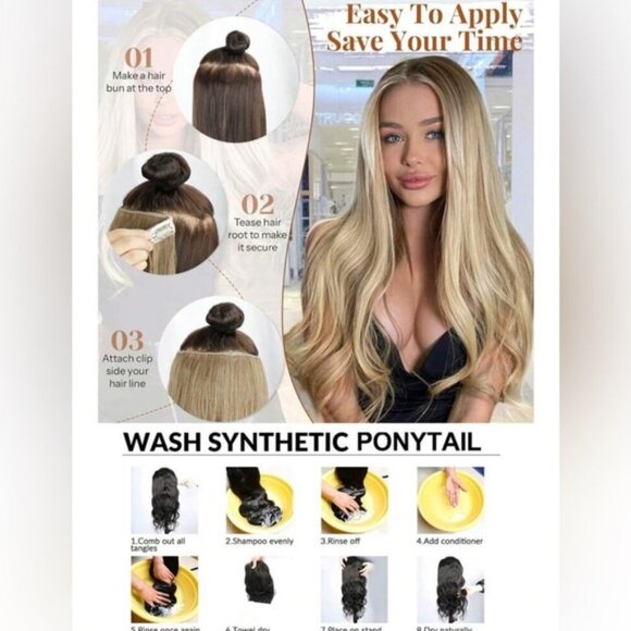 20 IN VOLUMIZING WEFT CLIP IN SET CHESTNUT BROWN CURLY WAVE HAIR EXTENSIONS - Picture 6 of 8